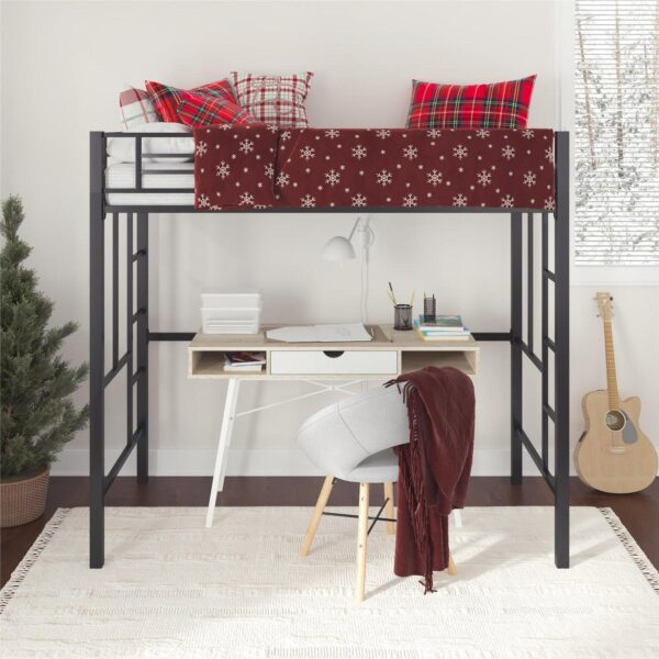 Your Zone Brittain Twin Metal Loft Bed, Black