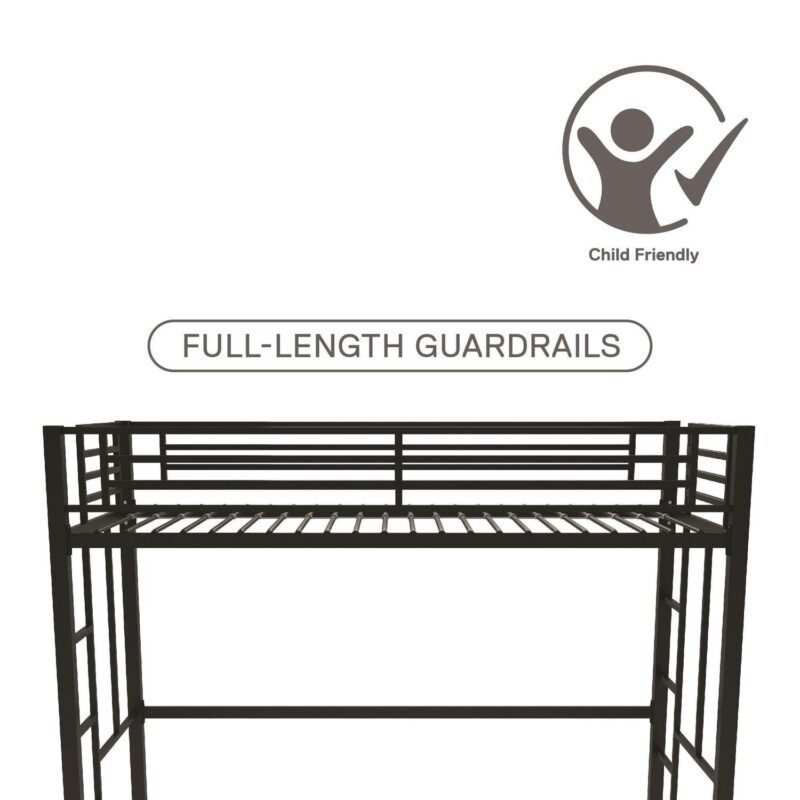 Your Zone Brittain Twin Metal Loft Bed, Black - Image 5