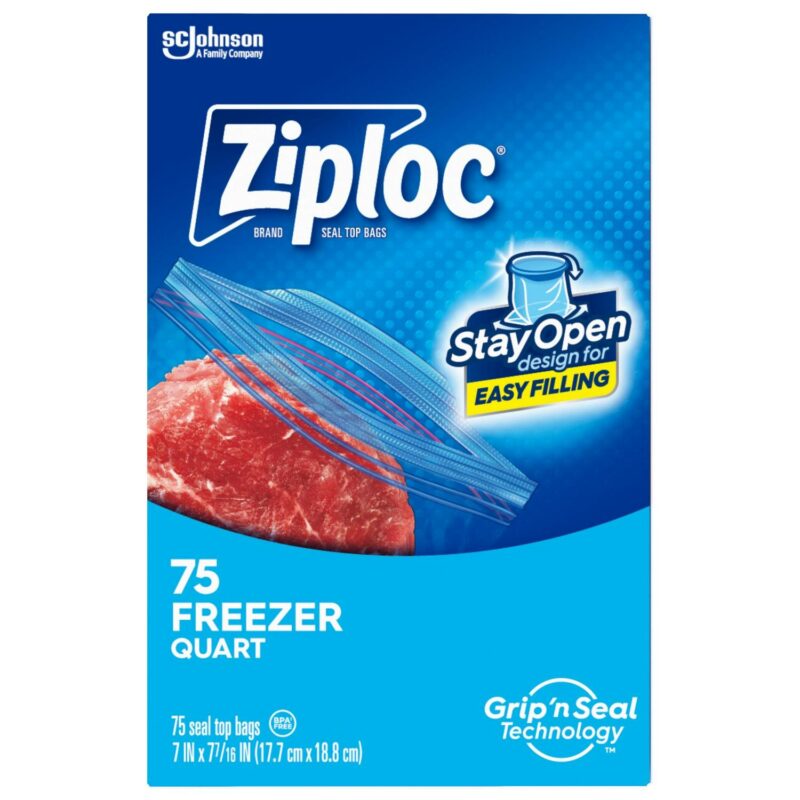 Ziploc Brand Freezer Bags, with Grip 'n Seal Technology, Quart, 75 Count - Image 10