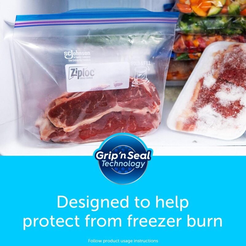 Ziploc Brand Freezer Bags, with Grip 'n Seal Technology, Quart, 75 Count - Image 5