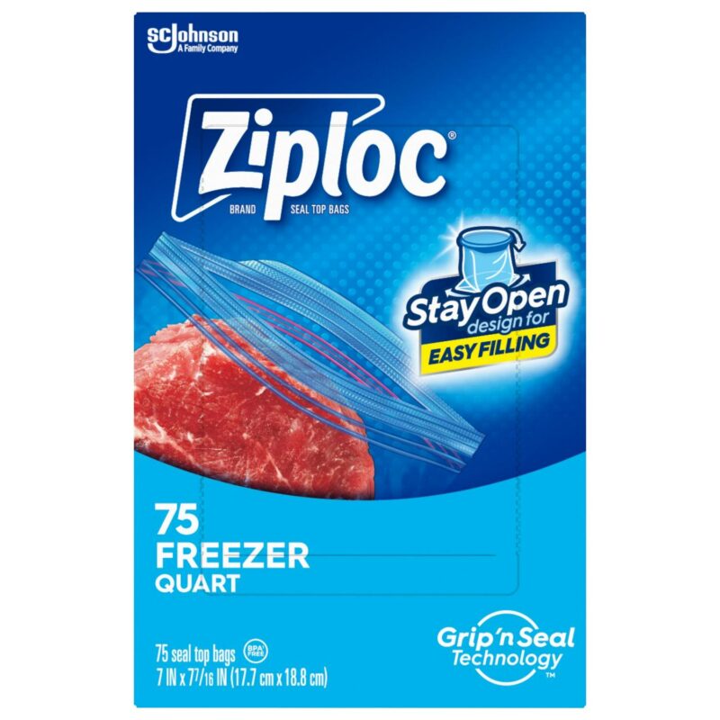 Ziploc Brand Freezer Bags, with Grip 'n Seal Technology, Quart, 75 Count - Image 9