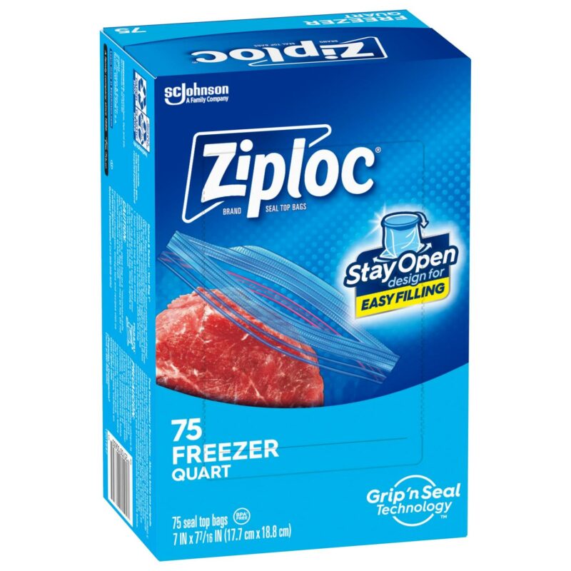 Ziploc Brand Freezer Bags, with Grip 'n Seal Technology, Quart, 75 Count - Image 12