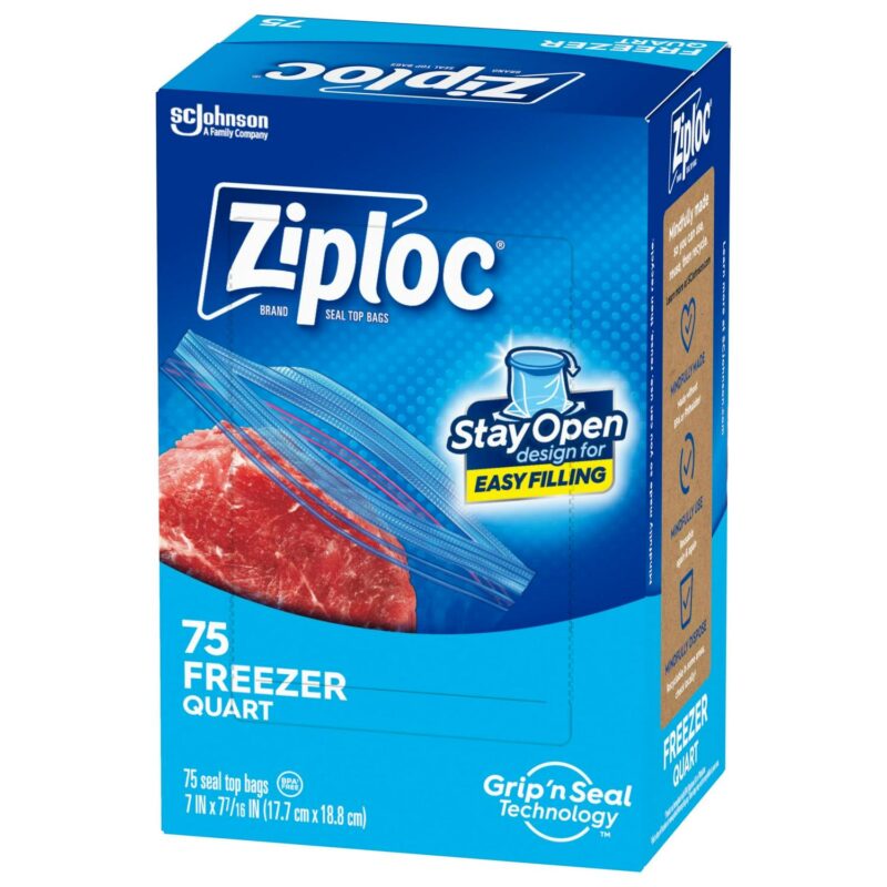 Ziploc Brand Freezer Bags, with Grip 'n Seal Technology, Quart, 75 Count - Image 11