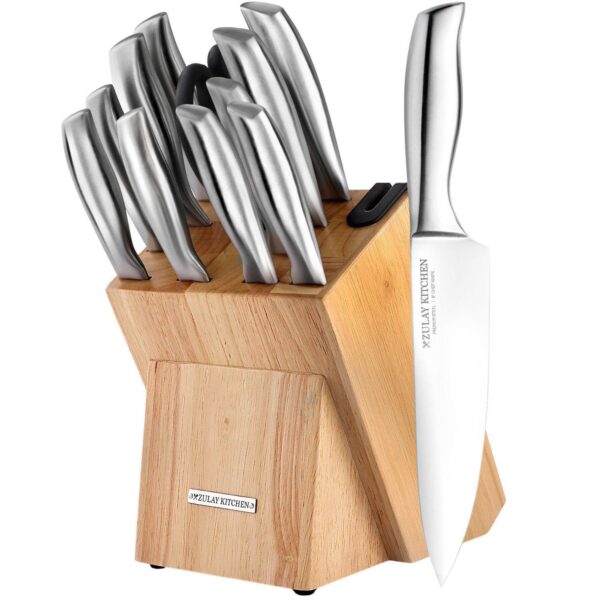 Zulay Kitchen 12 Piece Ultra Sharp Kitchen Knife Set With Block And Sharpener