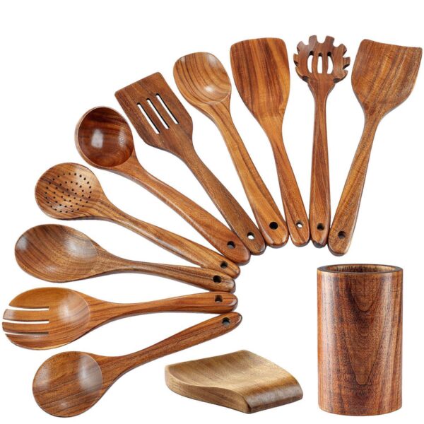 Zulay Kitchen 12-piece Teak Wooden Utensils For Cooking