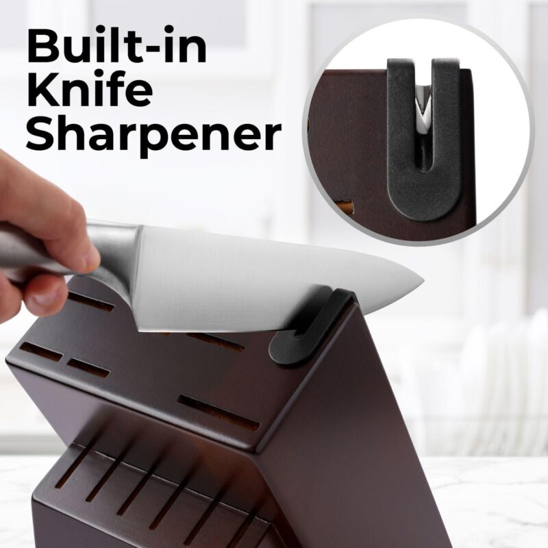 Zulay Kitchen 18 Piece Stainless Steel Knife Set With Block And Sharpener - Image 4