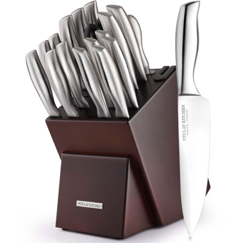 Zulay Kitchen 18 Piece Stainless Steel Knife Set With Block And Sharpener - Image 6