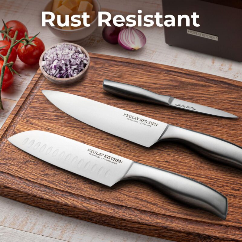 Zulay Kitchen 18 Piece Stainless Steel Knife Set With Block And Sharpener - Image 5