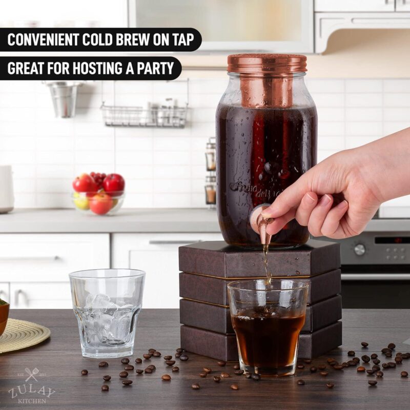 Zulay Kitchen 1.5 Liter Cold Brew Coffee Maker with Thick Glass Carafe and Stainless Steel Mesh Filter - Image 4
