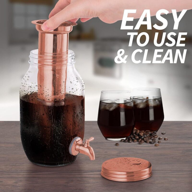Zulay Kitchen 1.5 Liter Cold Brew Coffee Maker with Thick Glass Carafe and Stainless Steel Mesh Filter - Image 3