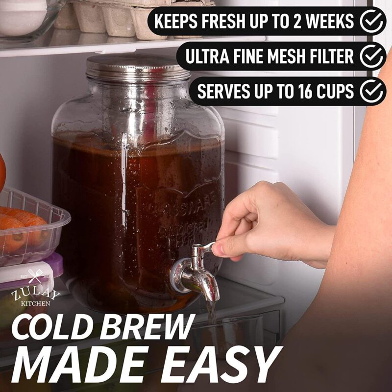 Zulay Kitchen 1 Gallon Cold Brew Coffee Maker with Stainless Steel Mesh Filter - Image 3