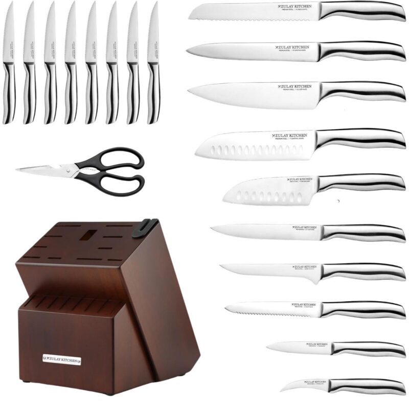 Zulay Kitchen 20 Piece Stainless Steel Knife Set With Block And Sharpener - Image 2