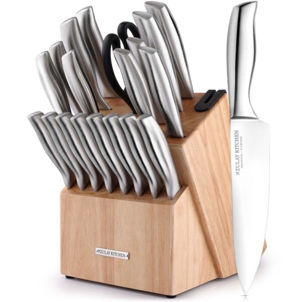 Zulay Kitchen 20 Piece Stainless Steel Knife Set With Block And Sharpener