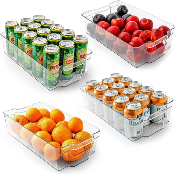 Zulay Kitchen 4 Pack Clear Refrigerator Organizer Bins