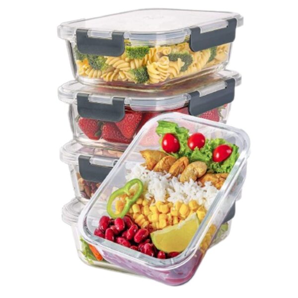 Zulay Kitchen 5 Pack Leak-Proof Glass Food Storage Containers