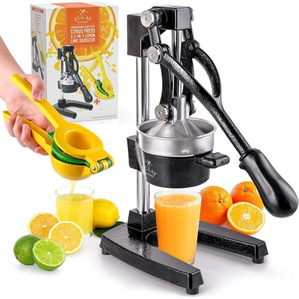 Zulay Kitchen Cast-Iron Orange Juice Squeezer - Heavy Duty Professional Citrus Juicer