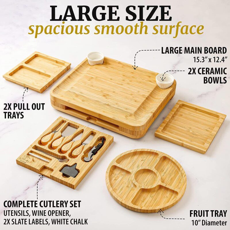 Zulay Kitchen Cheese Board Deluxe Set - Image 3
