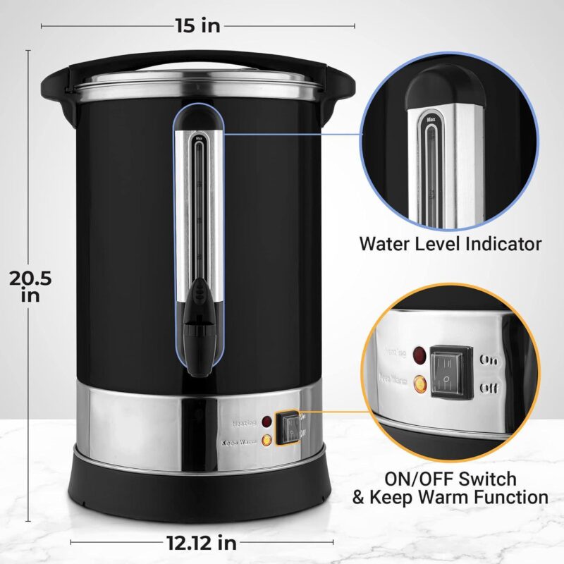 Zulay Kitchen Commercial Coffee Maker - 100 Cup Coffee Urn with Double-Wall and Twist-Lock Lid - Image 5
