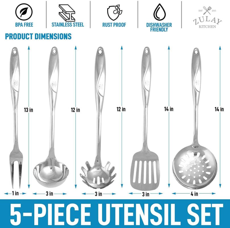 Zulay Kitchen Cooking Utensil Set - 5-Piece - Image 2