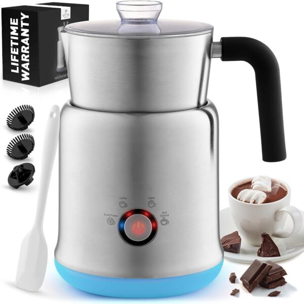 Zulay Kitchen Electric Hot Chocolate Maker Machine - Powerful, Stainless Steel Hot Chocolate Machine