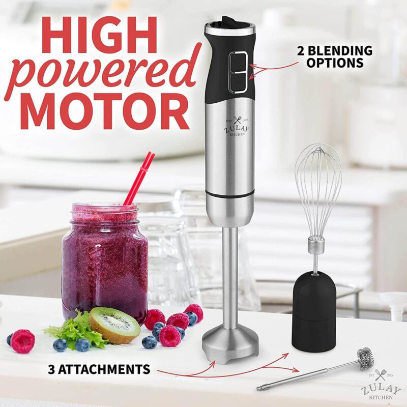 Zulay Kitchen Immersion Blender Handheld 500W - 8 Speed Copper Motor Immersion Hand Blender - Image 2
