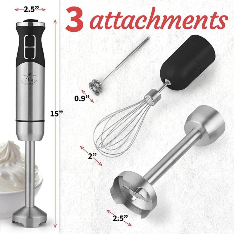 Zulay Kitchen Immersion Blender Handheld 500W - 8 Speed Copper Motor Immersion Hand Blender - Image 3