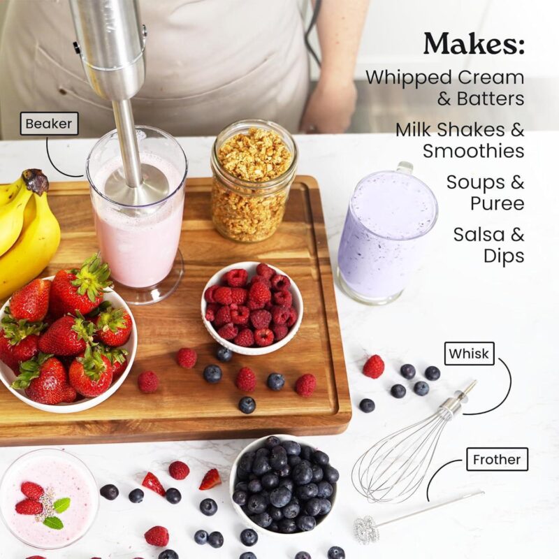 Zulay Kitchen Immersion Blender Set 4pc - Powerful 800 Watt 12 Speed Emulsion Mixer - Image 3