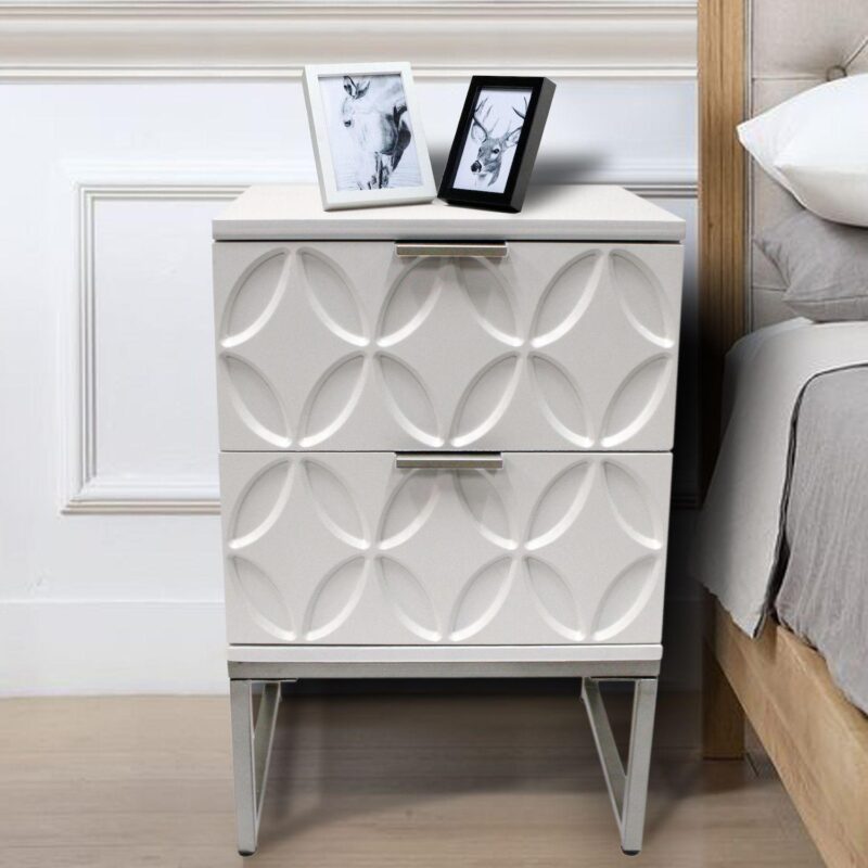 eHemco End Table Side Table with 2 Drawers and Metal Legs - Image 2