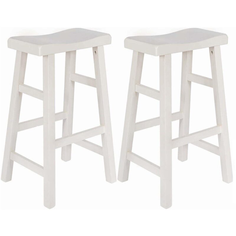 eHemco Heavy-Duty Solid Wood Saddle Seat Kitchen Counter Barstools, 29 Inches, Set of 2 - Image 6
