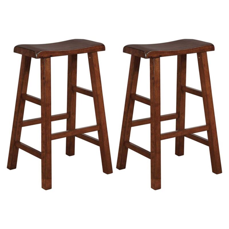 eHemco Heavy-Duty Solid Wood Saddle Seat Kitchen Counter Barstools, 29 Inches, Set of 2 - Image 8
