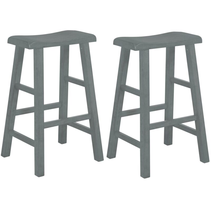 eHemco Heavy-Duty Solid Wood Saddle Seat Kitchen Counter Barstools, 29 Inches, Set of 2 - Image 9