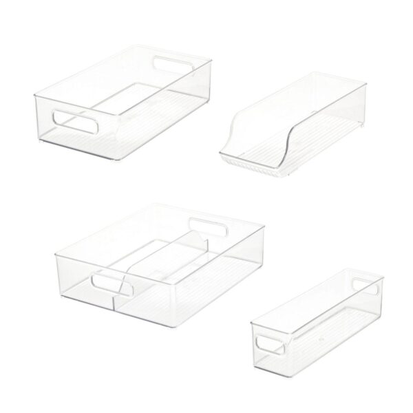 iDesign Clear Plastic Fridge Bins 4-piece Set