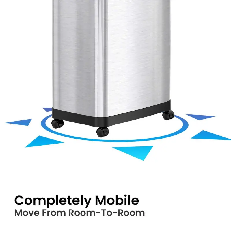 iTouchless 24 Gallon Rectangular Dual Push Open Stainless Steel Trash Can with Wheels and Odor Filter - Image 3
