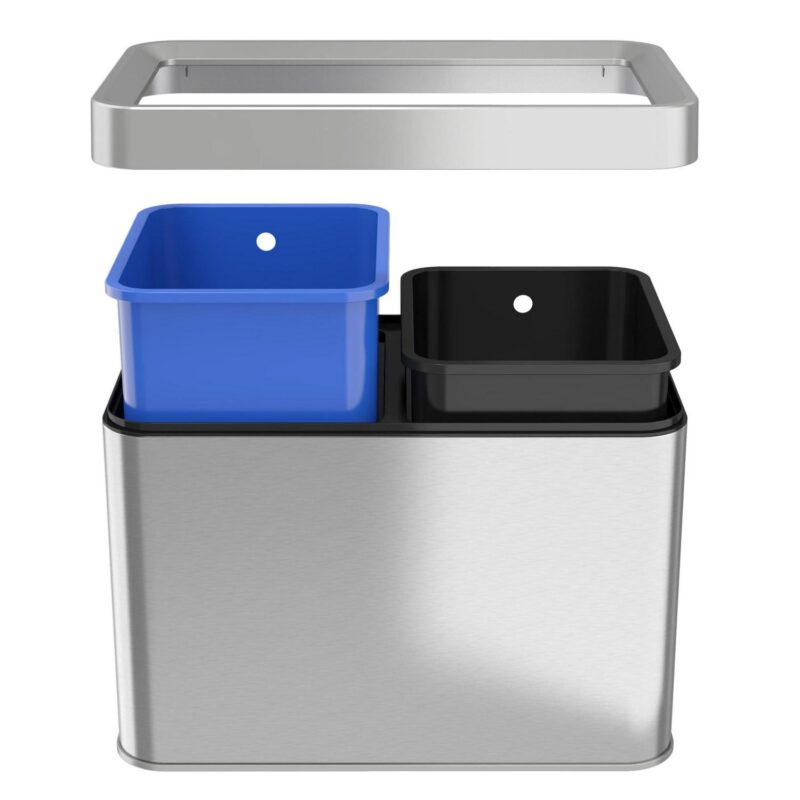 iTouchless 5.3 Gallon Open Top Trash Can and Recycle Bin Dual Compartment Combo - Image 4