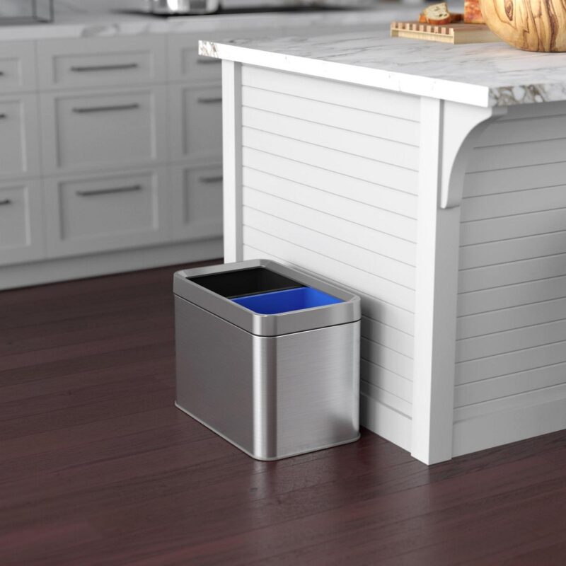 iTouchless 5.3 Gallon Open Top Trash Can and Recycle Bin Dual Compartment Combo - Image 2