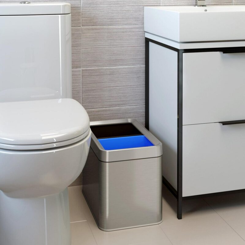 iTouchless 5.3 Gallon Open Top Trash Can and Recycle Bin Dual Compartment Combo - Image 3