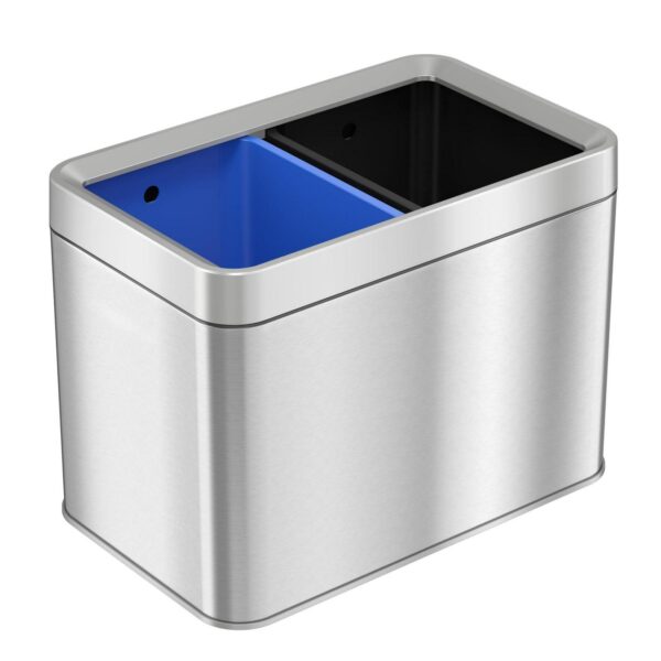 iTouchless 5.3 Gallon Open Top Trash Can and Recycle Bin Dual Compartment Combo