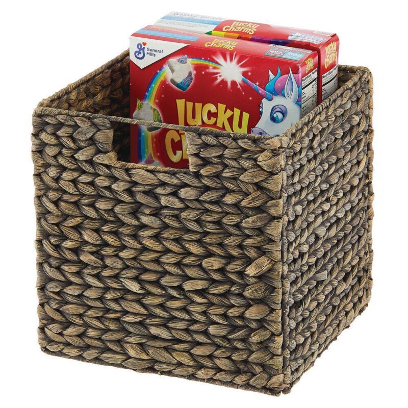 mDesign 10.5  x 10.5  x 10.5  Hyacinth Kitchen Storage Basket with Handles, 4 Pack - Image 4