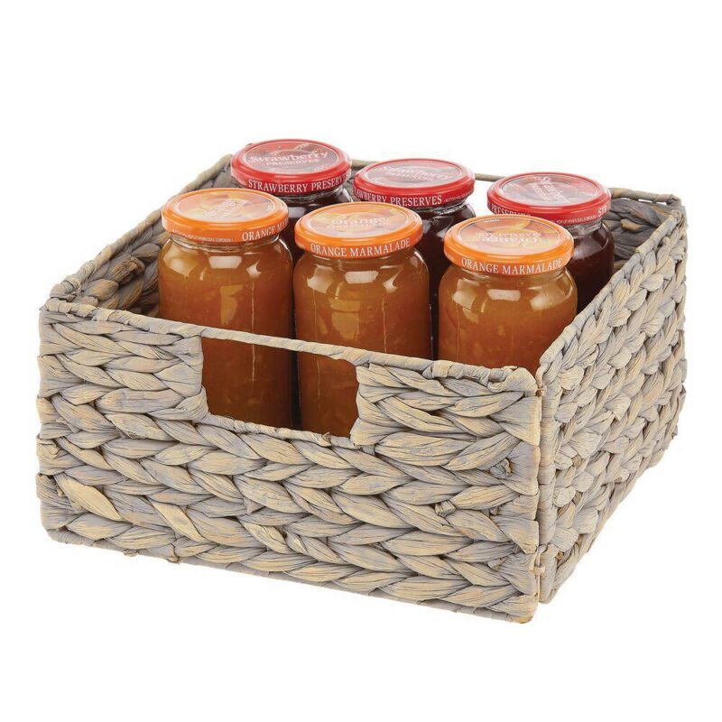 mDesign 10.5  x 10.5  x 5.25  Hyacinth Kitchen Storage Basket with Handles, 4 Pack - Image 5