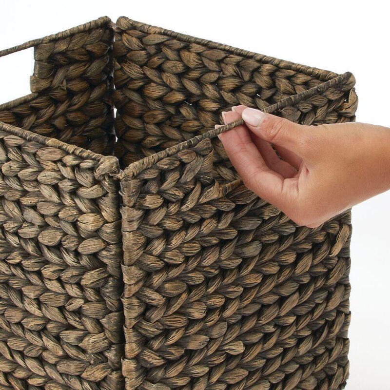 mDesign 10.5  x 10.5  x 10.5  Hyacinth Kitchen Storage Basket with Handles, 4 Pack - Image 3