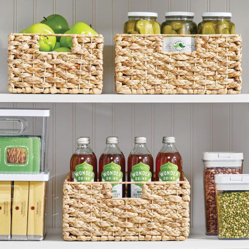 mDesign 13  x 12  x 6  Water Hyacinth Braided Weave Pantry Basket - 3 Pack - Image 3