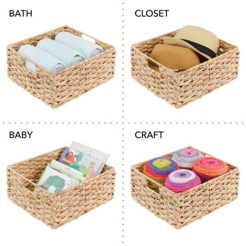 mDesign 13  x 12  x 6  Water Hyacinth Braided Weave Pantry Basket - 3 Pack - Image 5