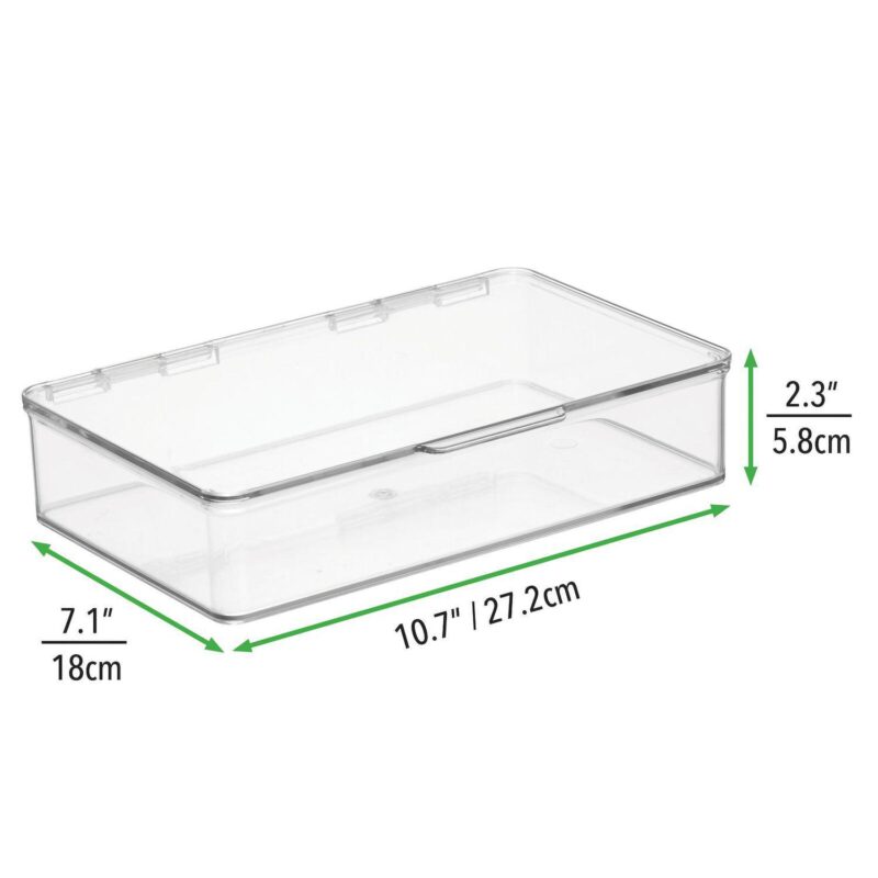 mDesign 7.1  x 10.7  x 2.3  Plastic Kitchen Pantry/Fridge Storage Organizer Box, Hinged Lid, 8 Pack - Image 3