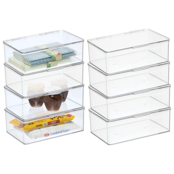 mDesign 7.1  x 10.7  x 3.7  Plastic Kitchen/Fridge Storage Organizer Box with Hinge Lid, 8 Pack