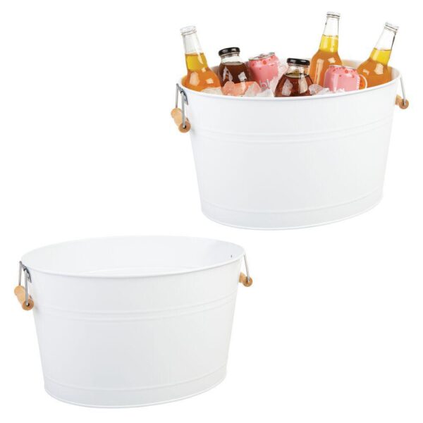 mDesign Large Metal 4.75 Gallon Beverage Tub Cooler - 2 Pack