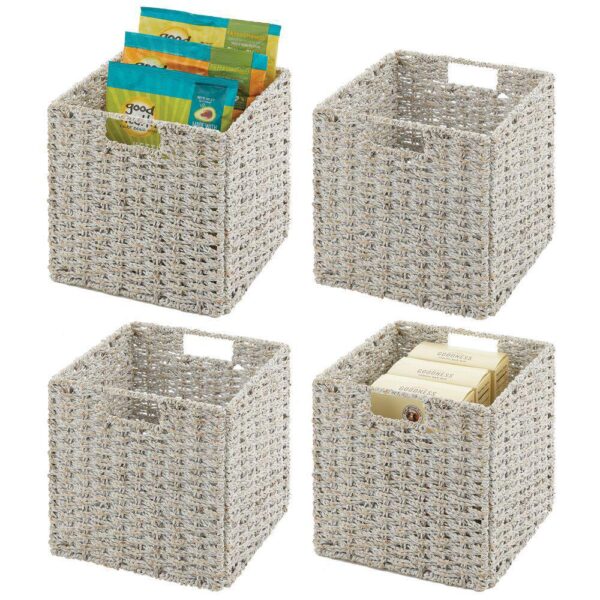 mDesign Seagrass Kitchen Storage Basket with Handles