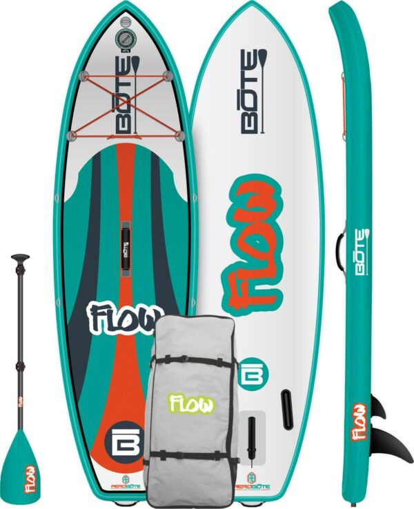 Bote Flow Aero 8' Native Teal Kids Inflatable Paddle Board Set