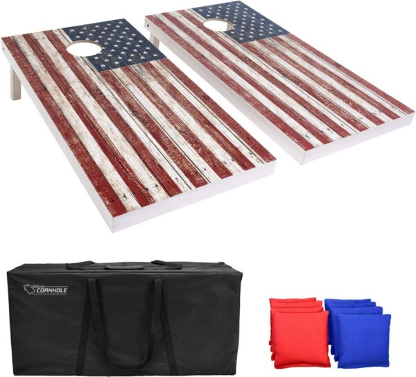 GoSports 4' x 2' Premium Wood Cornhole Set - Rustic America