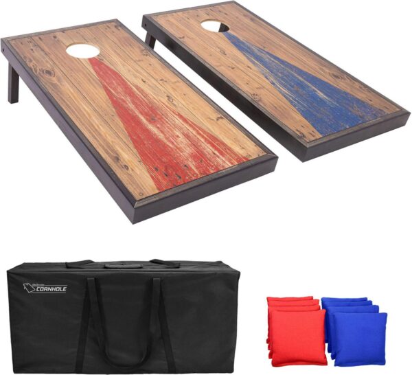 GoSports 4' x 2' Premium Wood Cornhole Set - Wood Steel