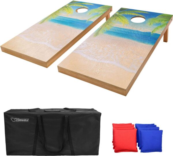 GoSports 4' x 2' Premium Wood Cornhole Set - Beach